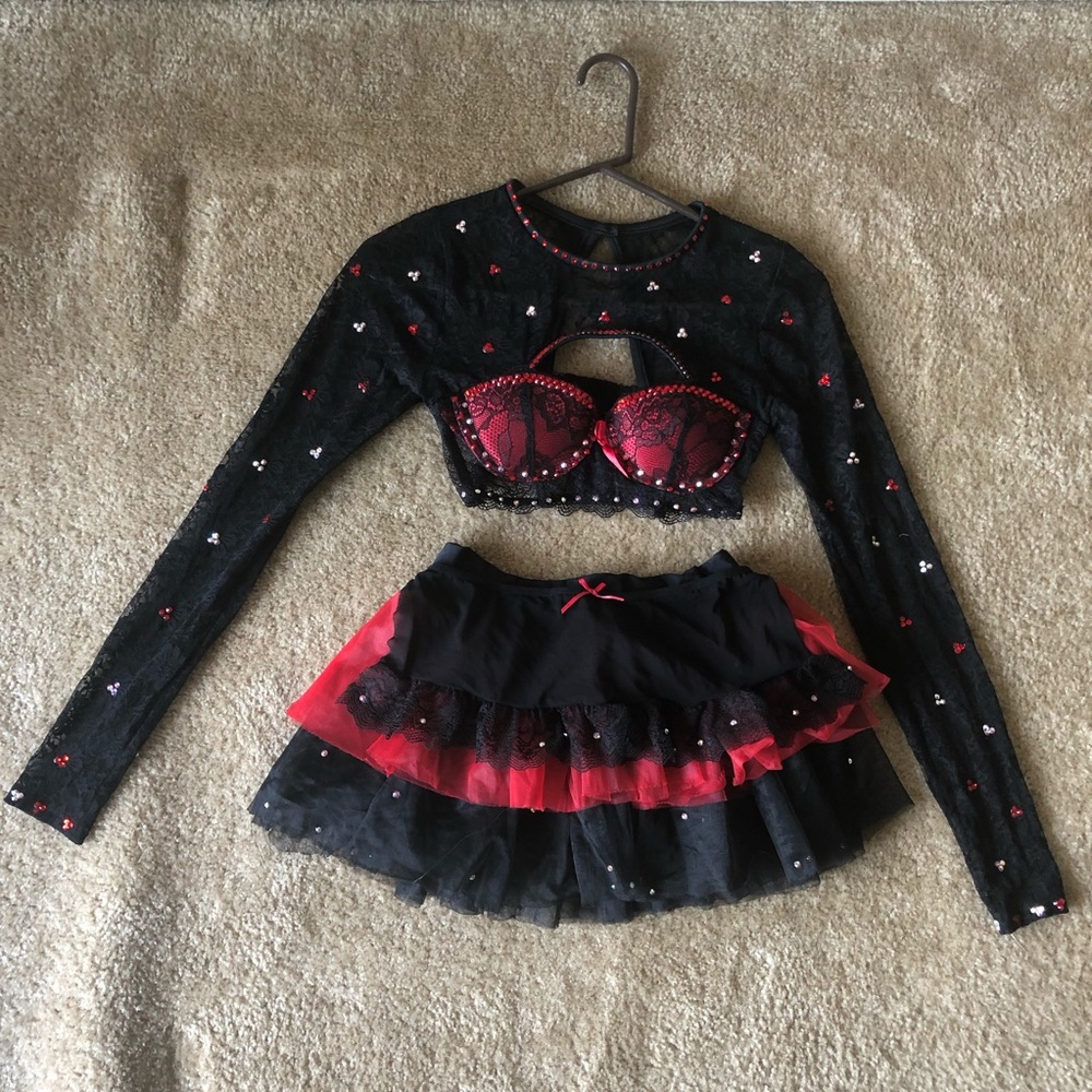 DANCE COSTUME! Black/Red Skirt and Top